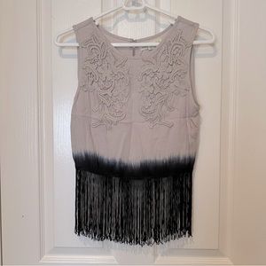 Urban outfitters ombré dip dyed sleeveless fringed crop top with crochet detail